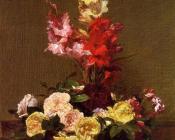 Gladiolas and Roses - 亨利·方丹·拉图尔